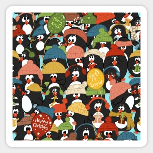 Funny Penguins Christmas Party Sticker